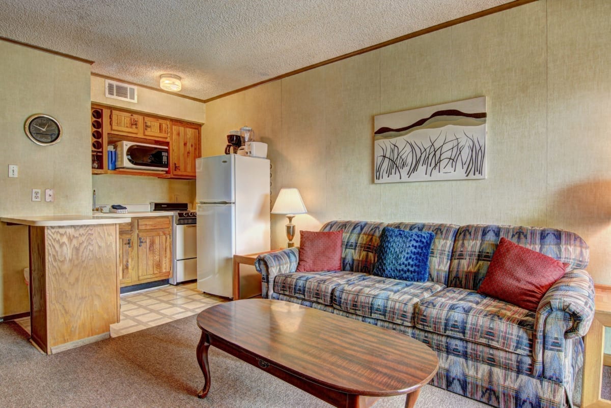 River Run condo living room and kitchen.