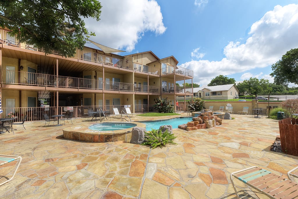 Waterwheel outdoor pool and patio.