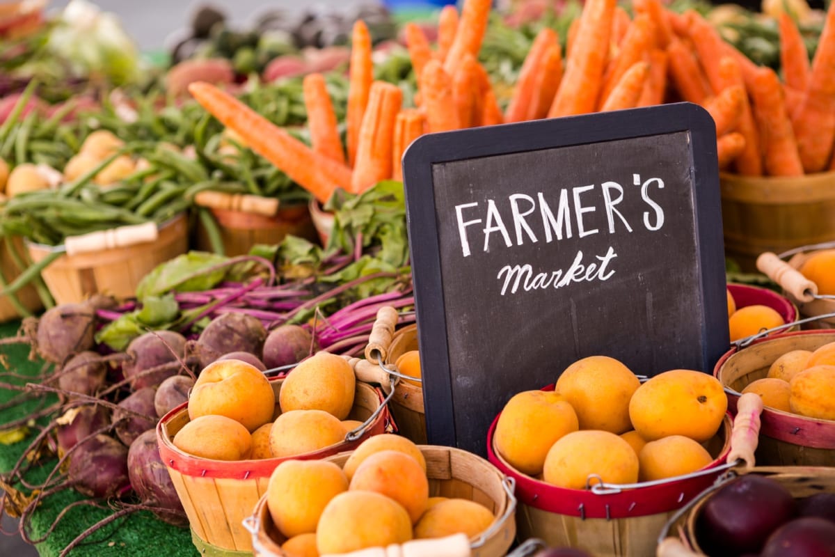 Assortment of produce at farmers market