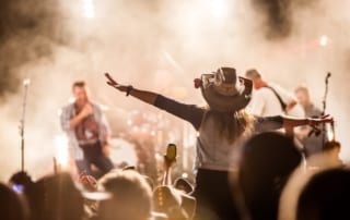 Outdoor concert and fans