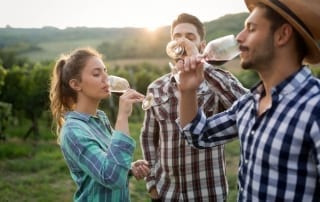 Photo of Three Friends Sipping Wine at a New Braunfels Winery.