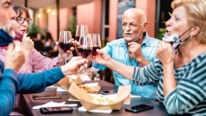 Photo of a Group Dining and Wining in Downtown New Braunfels TX.