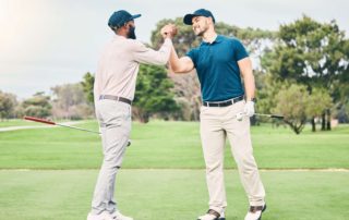 Two men playing New Braunfels Golf.